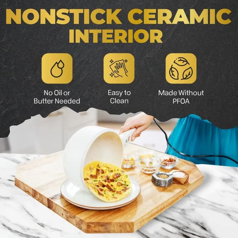 Multifunctional Electric Cooker with Nonstick Ceramic Pan, Lid & Steamer for Hot Pot, Cooking and Everyday Meals