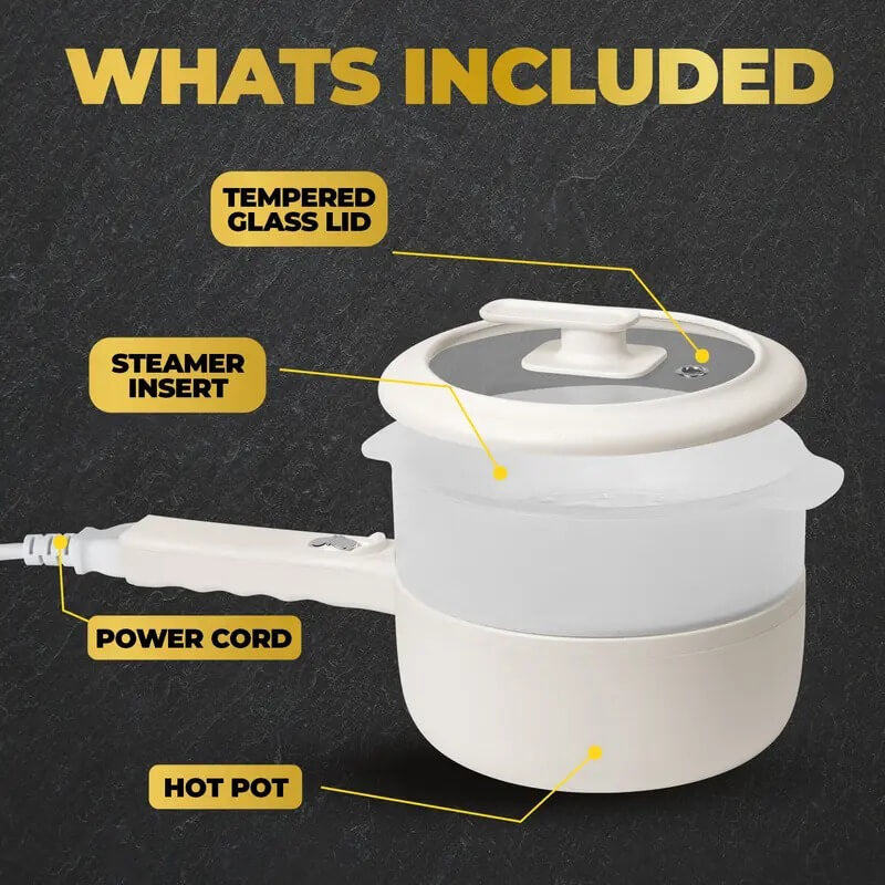 Multifunctional Electric Cooker with Nonstick Ceramic Pan, Lid & Steamer for Hot Pot, Cooking and Everyday Meals